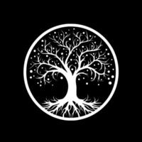 árbol - negro y blanco aislado icono - vector ilustración