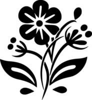 flor - negro y blanco aislado icono - vector ilustración