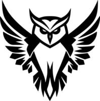 Owl, Black and White Vector illustration