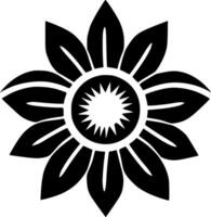 Sunflower, Black and White Vector illustration