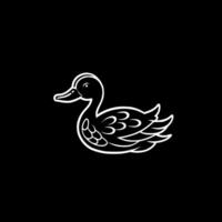 Pato - negro y blanco aislado icono - vector ilustración