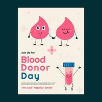 Blood donor day flat flyer or poster vector