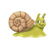 Cartoon snail character, cochlea garden insect vector