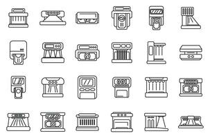 los iconos del detector de moneda establecen el vector de contorno. dinero en efectivo del banco