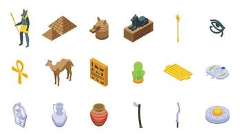 Anubis icons set isometric vector. God ancient vector