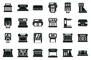 Currency detector icons set simple vector. Bank cash vector