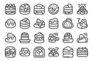 Profiterole icons set outline vector. Eclair food vector