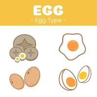 simple and cute set of flat illustration icons of boiled eggs, fried eggs vector