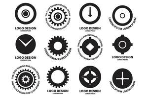 Modern gear and circle logo in minimalist style vector