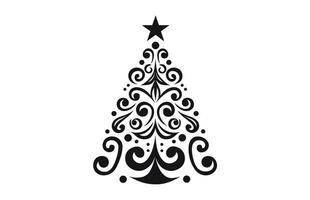 Christmas tree Vector illustration Bundle, Christmas Decorative tree silhouette outline Clipart Bundle