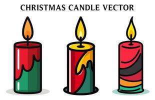 Christmas Candle Clipart Bundle, Colorful Candle Vector illustration