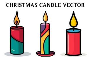 Christmas Candle Clipart Bundle, Colorful Candle Vector illustration