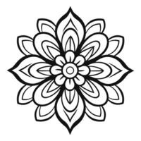 Doodle Flower Mandala vector isolated on a white background, abstract outline mandala icon