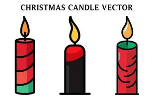 Christmas Candle Clipart Bundle, Colorful Candle Vector illustration