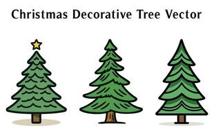 Navidad árbol vector ilustración manojo, Navidad decorativo árbol silueta contorno clipart haz