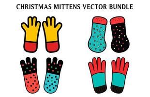 Christmas Mittens Clipart Bundle, Mittens Vector illustration Set