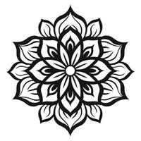 Doodle Flower Mandala vector isolated on a white background, abstract outline mandala icon