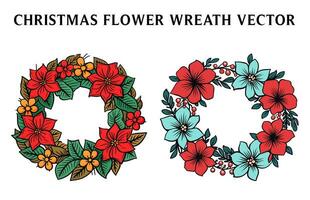 Christmas Flower wreath Vector illustration Free