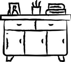 Cupboard table hand drawn vector illustration