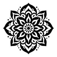 Monochrome ethnic Mandala vector isolated on a white background, abstract outline floral mandala