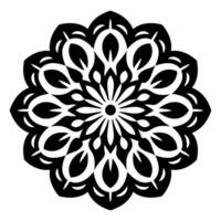 Monochrome ethnic Mandala vector isolated on a white background, abstract outline floral mandala