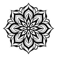 Monochrome ethnic Mandala vector isolated on a white background, abstract outline floral mandala