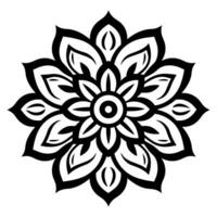 Monochrome ethnic Mandala vector isolated on a white background, abstract outline floral mandala