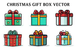 Christmas Present Box Vector Bundle, Christmas Colorful Gift Box illustration Set