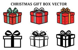 Christmas Present Box Vector Bundle, Christmas Colorful Gift Box illustration Set