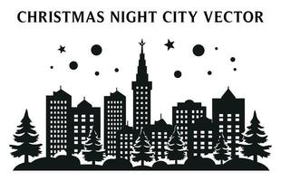 Night Christmas Building Silhouette Vector Free