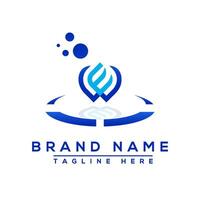 Letter EW blue Professional logo for all kinds of business vector