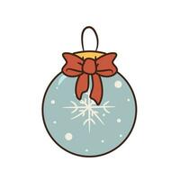 Isolated Vector Illustration of Christmas ornament with snowflake and bow. Element of xmas and New Year decoration