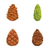 Conifer cone icons set cartoon vector. Various coniferous tree cone vector