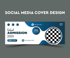 School admission social media cover design template vector