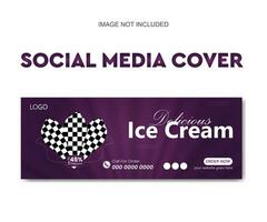 Delicious Ice Cream social media cover design template vector