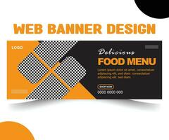 food banner menu and restaurant social media web banner template design vector