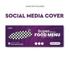 Super Delicious Food Menu social media cover design template vector