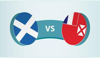 Escocia versus Wallis y futuna, equipo Deportes competencia concepto. vector