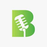 Letter B Podcast Logo. Music Symbol Vector Template
