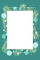 Banner with vector christmas tree branches, christmas balls and space for text.