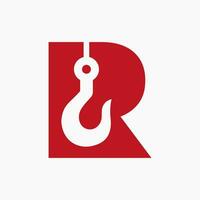 Letter R Crane Symbol For Construction Logo Sign vector