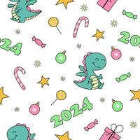 Seamless pattern with Chinese new year dragon vector