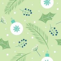 seamless winter holiday pattern in green tones vector