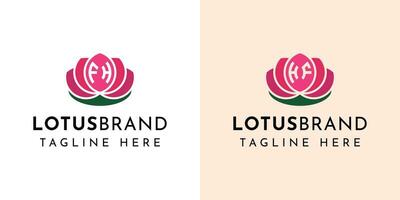 Letter FH and HF Lotus Logo Set, suitable for business related to lotus flowers with FH or HF initials. vector