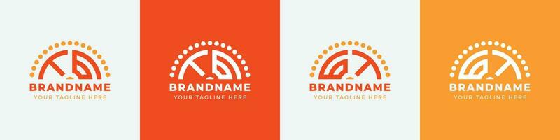 Letter GT and TG Sunrise  Logo Set, suitable for any business with GT or TG initials. vector