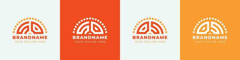 Letter OS and SO Sunrise  Logo Set, suitable for any business with OS or SO initials. vector