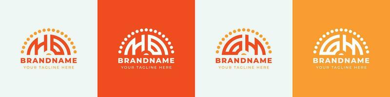 Letter GH and HG Sunrise  Logo Set, suitable for any business with G or HG initials. vector