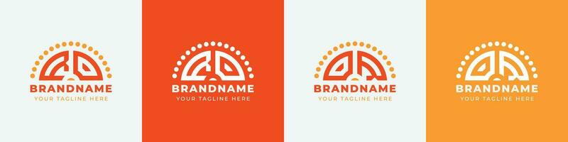 Letter OR and RO Sunrise  Logo Set, suitable for any business with OR or RO initials. vector