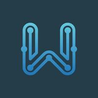 Letter W logotype Circuit Technology, digital Technology abstract dot connection vector logo template
