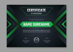 green certificate of achievement template design for game competition vector